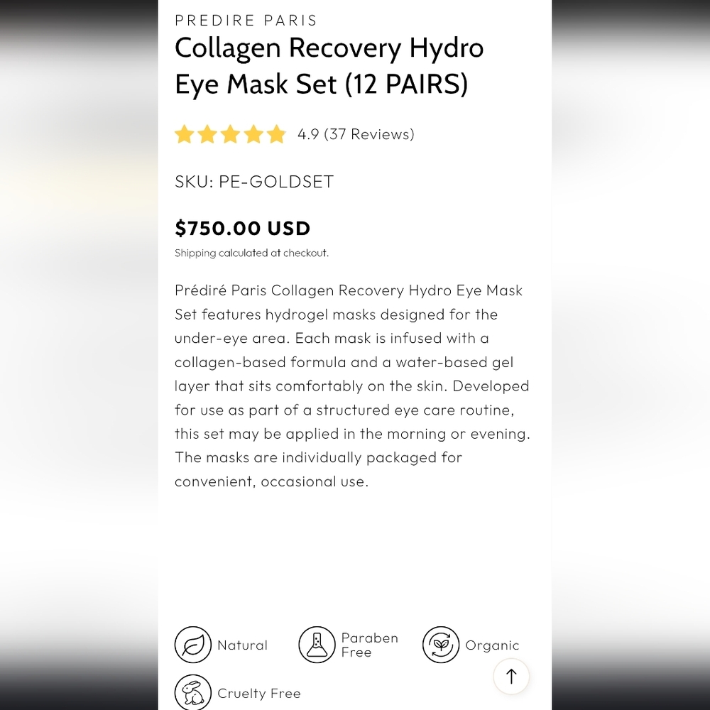 Prédiré Paris Collagen Recovery Hydro Eye Mask Set Of 12 - Picture 3 of 7